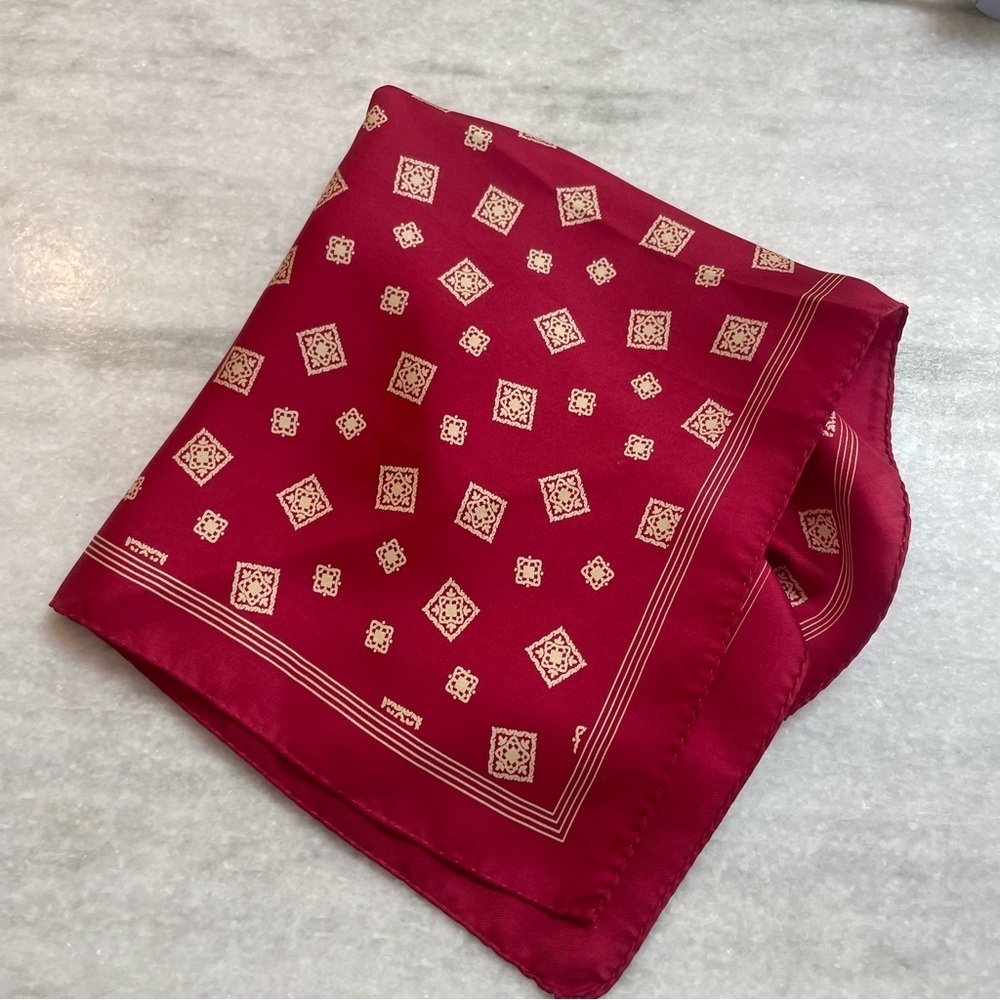 Vintage Silk Scarf Red White 16 Inch